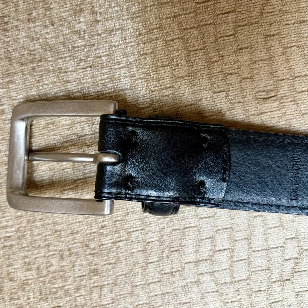 Polo Ralph Lauren Belt Mens 58 Black Leather Silver Buckle Casual Dress Classic